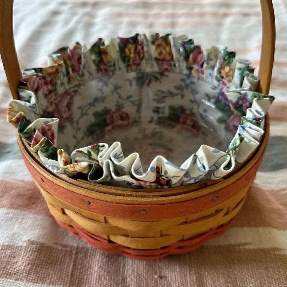 Longaberger 1998 “Rings & Things” Mother’s Day Basket w/ Fabric and Plastic Line